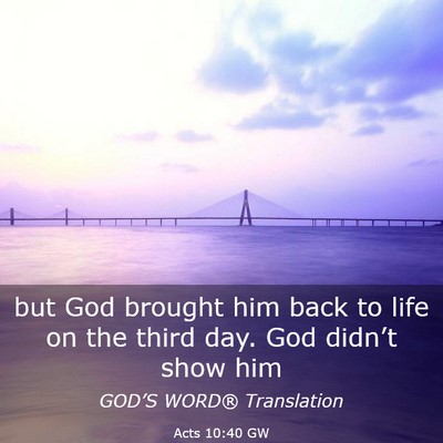 Picture 03 - Acts 10:40 GW - but God brought him back to life on the third - Bible Verse Picture