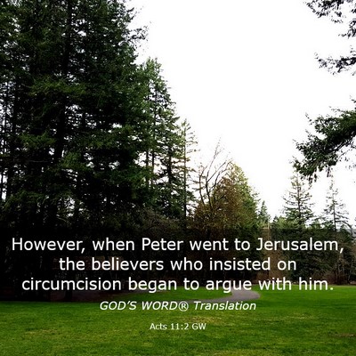 Picture 03 - Acts 11:2 GW - However, when Peter went to Jerusalem, the - Bible Verse Picture