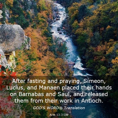 Picture 03 - Acts 13:3 GW - After fasting and praying, Simeon, Lucius, and - Bible Verse Picture