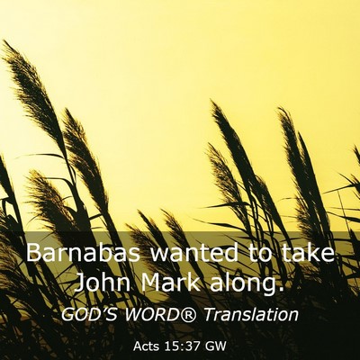 Picture 03 - Acts 15:37 GW - Barnabas wanted to take John Mark - Bible Verse Picture