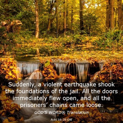 Picture 03 - Acts 16:26 GW - Suddenly, a violent earthquake shook the - Bible Verse Picture