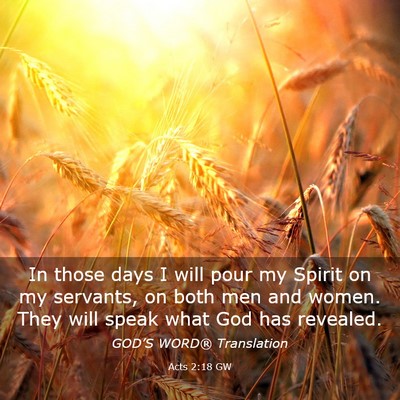 Picture 03 - Acts 2:18 GW - In those days I will pour my Spirit on my - Bible Verse Picture