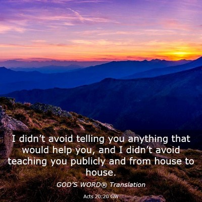 Picture 03 - Acts 20:20 GW - I didn’t avoid telling you anything that would - Bible Verse Picture