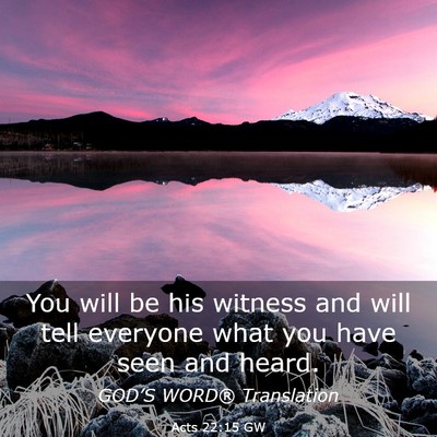 Picture 03 - Acts 22:15 GW - You will be his witness and will tell everyone - Bible Verse Picture