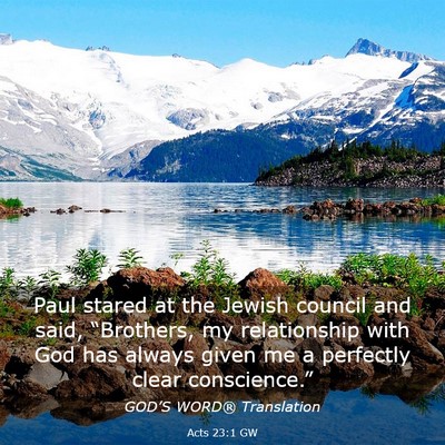 Picture 03 - Acts 23:1 GW - Paul stared at the Jewish council and said, - Bible Verse Picture
