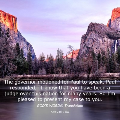 Picture 03 - Acts 24:10 GW - The governor motioned for Paul to speak. Paul - Bible Verse Picture
