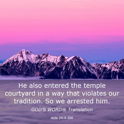 Picture 03 - Acts 24:6 GW - He also entered the temple courtyard in a way - Bible Verse Picture