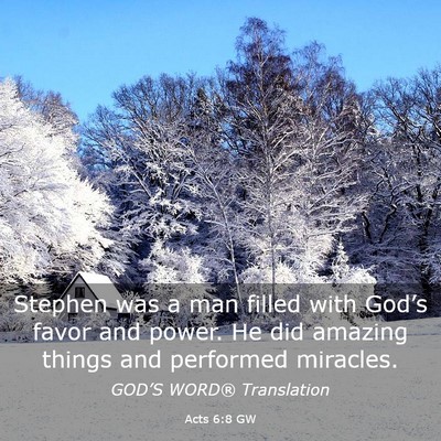 Picture 03 - Acts 6:8 GW - Stephen was a man filled with God’s favor and - Bible Verse Picture