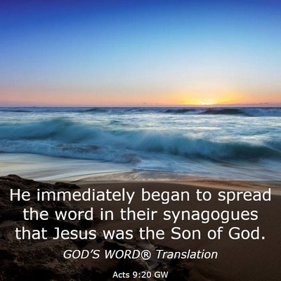 Picture 03 - Acts 9:20 GW - He immediately began to spread the word in their - Bible Verse Picture