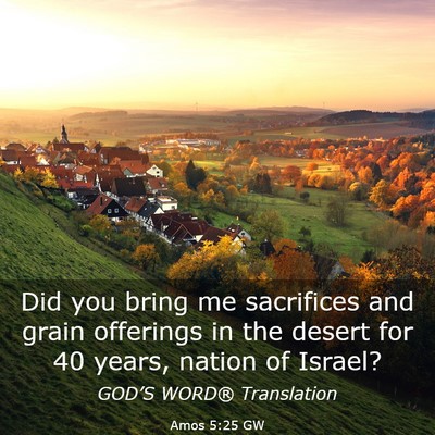 Picture 03 - Amos 5:25 GW - Did you bring me sacrifices and grain offerings - Bible Verse Picture