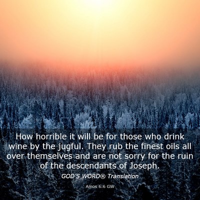 Picture 03 - Amos 6:6 GW - How horrible it will be for those who drink wine - Bible Verse Picture