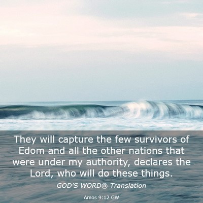 Picture 03 - Amos 9:12 GW - They will capture the few survivors of Edom and - Bible Verse Picture