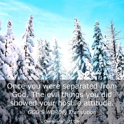 Picture 03 - Colossians 1:21 GW - Once you were separated from God. The evil things - Bible Verse Picture
