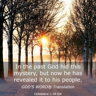 Picture 03 - Colossians 1:26 GW - In the past God hid this mystery, but now he has - Bible Verse Picture