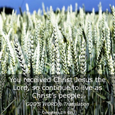 Picture 03 - Colossians 2:6 GW - You received Christ Jesus the Lord, so continue - Bible Verse Picture