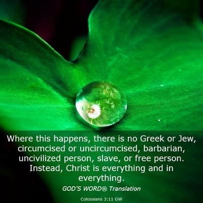 Picture 03 - Colossians 3:11 GW - Where this happens, there is no Greek or Jew, - Bible Verse Picture