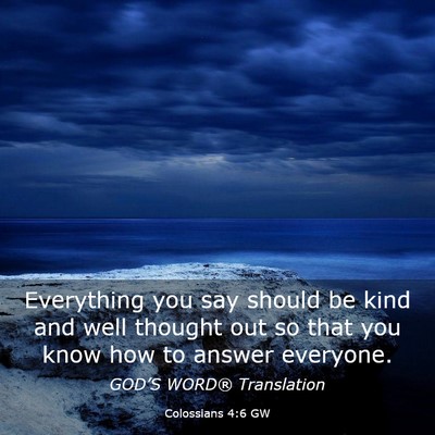 Picture 03 - Colossians 4:6 GW - Everything you say should be kind and well - Bible Verse Picture