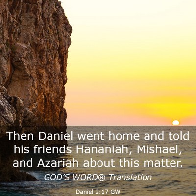 Picture 03 - Daniel 2:17 GW - Then Daniel went home and told his friends - Bible Verse Picture