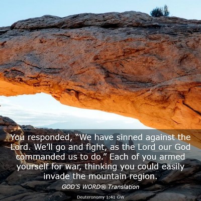 Picture 03 - Deuteronomy 1:41 GW - You responded, “We have sinned against the - Bible Verse Picture