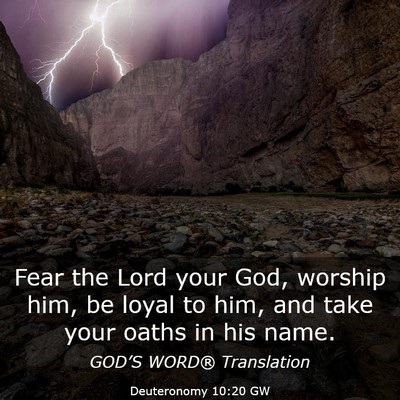 Picture 03 - Deuteronomy 10:20 GW - Fear the Lord your God, worship him, be loyal to - Bible Verse Picture