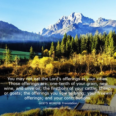 Picture 03 - Deuteronomy 12:17 GW - You may not eat the Lord’s offerings in your - Bible Verse Picture