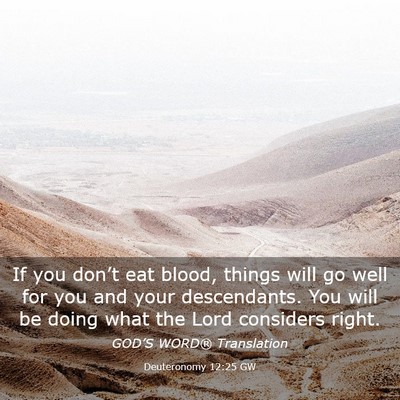 Picture 03 - Deuteronomy 12:25 GW - If you don’t eat blood, things will go well for - Bible Verse Picture