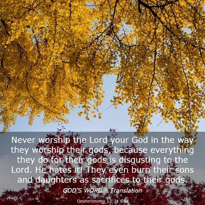 Picture 03 - Deuteronomy 12:31 GW - Never worship the Lord your God in the way they - Bible Verse Picture