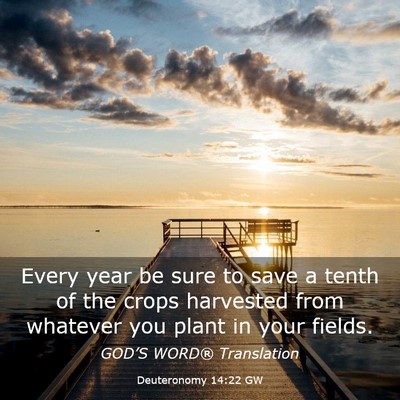 Picture 03 - Deuteronomy 14:22 GW - Every year be sure to save a tenth of the crops - Bible Verse Picture