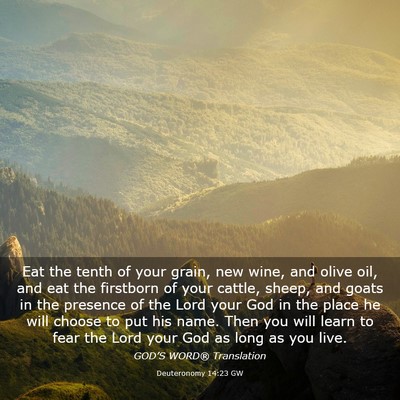 Picture 03 - Deuteronomy 14:23 GW - Eat the tenth of your grain, new wine, and olive - Bible Verse Picture