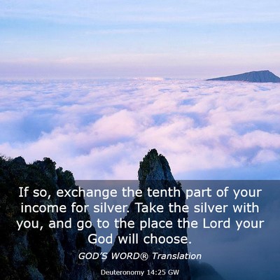 Picture 03 - Deuteronomy 14:25 GW - If so, exchange the tenth part of your income for - Bible Verse Picture