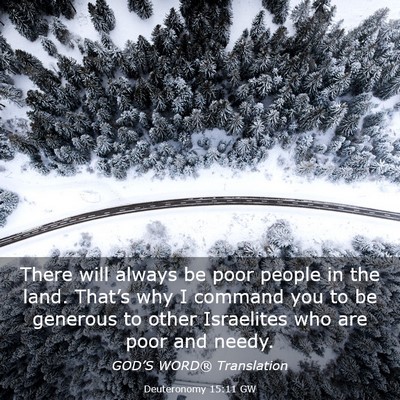 Picture 03 - Deuteronomy 15:11 GW - There will always be poor people in the land. - Bible Verse Picture