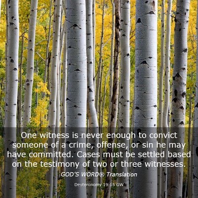 Picture 03 - Deuteronomy 19:15 GW - One witness is never enough to convict someone of - Bible Verse Picture