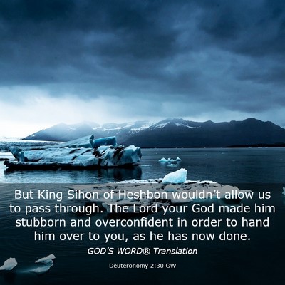 Picture 03 - Deuteronomy 2:30 GW - But King Sihon of Heshbon wouldn’t allow us to - Bible Verse Picture