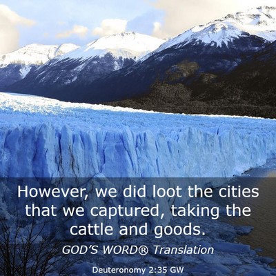 Picture 03 - Deuteronomy 2:35 GW - However, we did loot the cities that we captured, - Bible Verse Picture