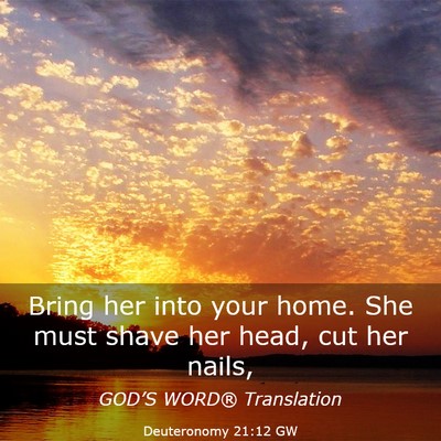 Picture 03 - Deuteronomy 21:12 GW - Bring her into your home. She must shave her - Bible Verse Picture