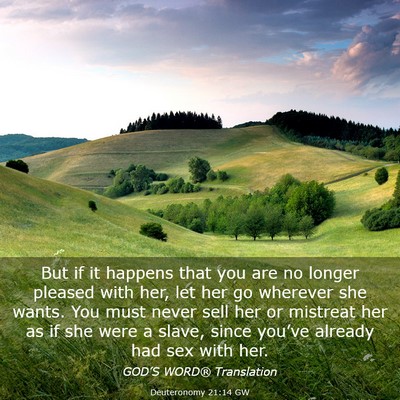 Picture 03 - Deuteronomy 21:14 GW - But if it happens that you are no longer pleased - Bible Verse Picture