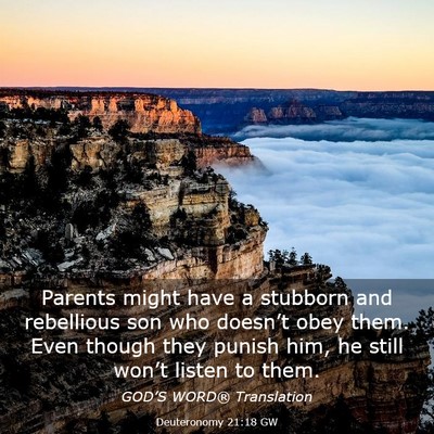 Picture 03 - Deuteronomy 21:18 GW - Parents might have a stubborn and rebellious son - Bible Verse Picture