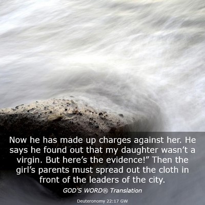 Picture 03 - Deuteronomy 22:17 GW - Now he has made up charges against her. He says - Bible Verse Picture