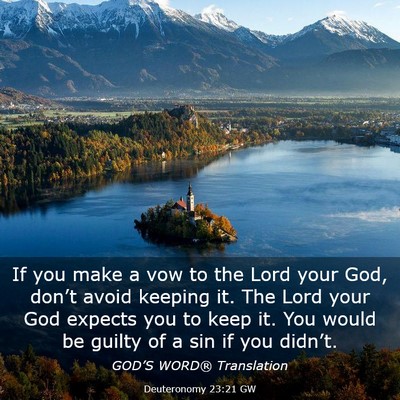 Picture 03 - Deuteronomy 23:21 GW - If you make a vow to the Lord your God, don’t - Bible Verse Picture