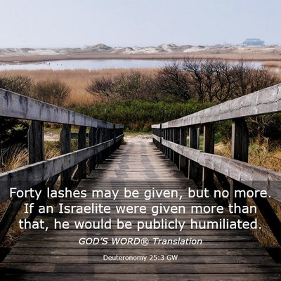Picture 03 - Deuteronomy 25:3 GW - Forty lashes may be given, but no more. If an - Bible Verse Picture
