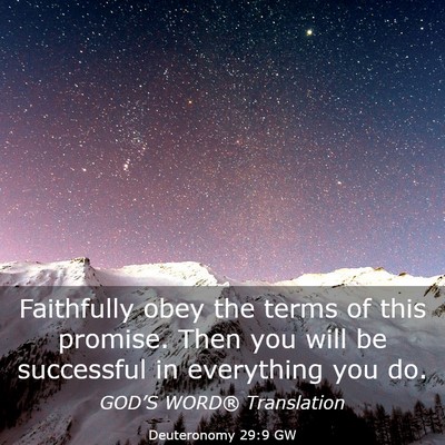 Picture 03 - Deuteronomy 29:9 GW - Faithfully obey the terms of this promise. Then - Bible Verse Picture