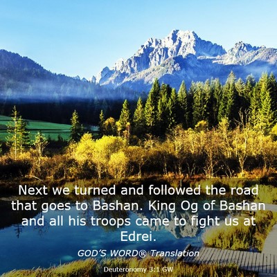 Picture 03 - Deuteronomy 3:1 GW - Next we turned and followed the road that goes to - Bible Verse Picture