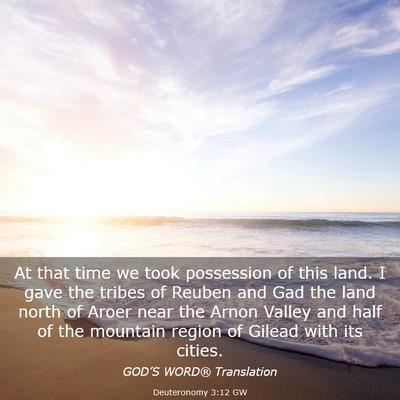Picture 03 - Deuteronomy 3:12 GW - At that time we took possession of this land. I - Bible Verse Picture