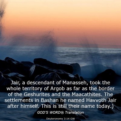 Picture 03 - Deuteronomy 3:14 GW - Jair, a descendant of Manasseh, took the whole - Bible Verse Picture