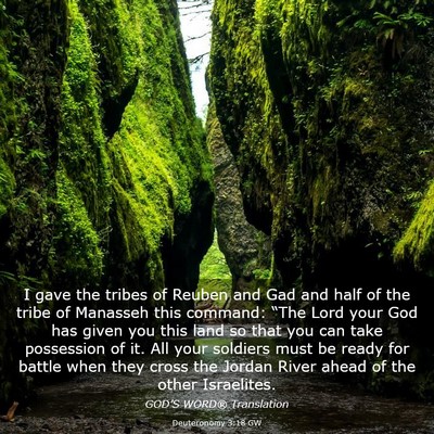 Picture 03 - Deuteronomy 3:18 GW - I gave the tribes of Reuben and Gad and half of - Bible Verse Picture