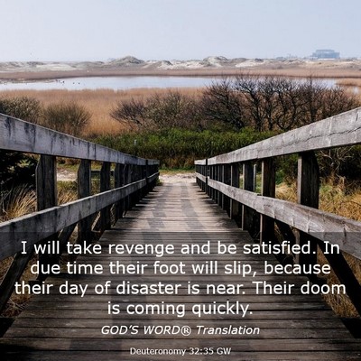 Picture 03 - Deuteronomy 32:35 GW - I will take revenge and be satisfied. In due time - Bible Verse Picture