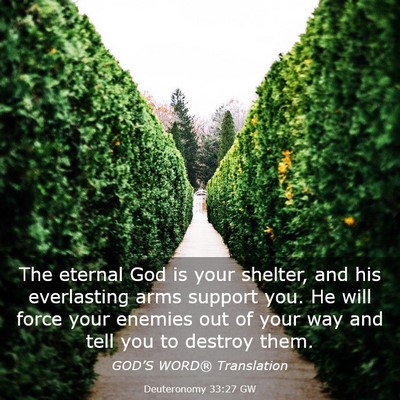 Picture 03 - Deuteronomy 33:27 GW - The eternal God is your shelter, and his - Bible Verse Picture