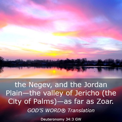 Picture 03 - Deuteronomy 34:3 GW - the Negev, and the Jordan Plain—the valley of - Bible Verse Picture