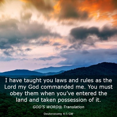 Picture 03 - Deuteronomy 4:5 GW - I have taught you laws and rules as the Lord my - Bible Verse Picture