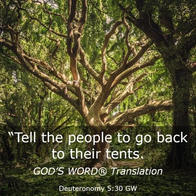 Picture 03 - Deuteronomy 5:30 GW - “Tell the people to go back to their - Bible Verse Picture